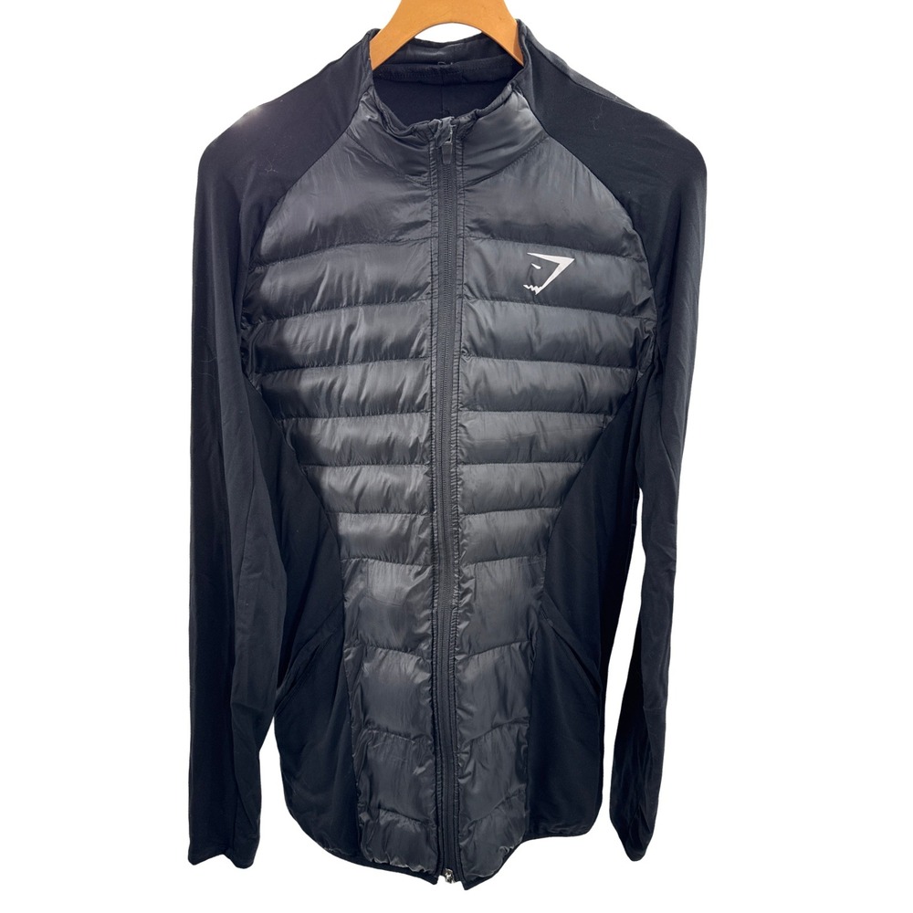 Gymshark Women's L Black Hybrid Quilted Puffer Jacket Full Zip Running Training